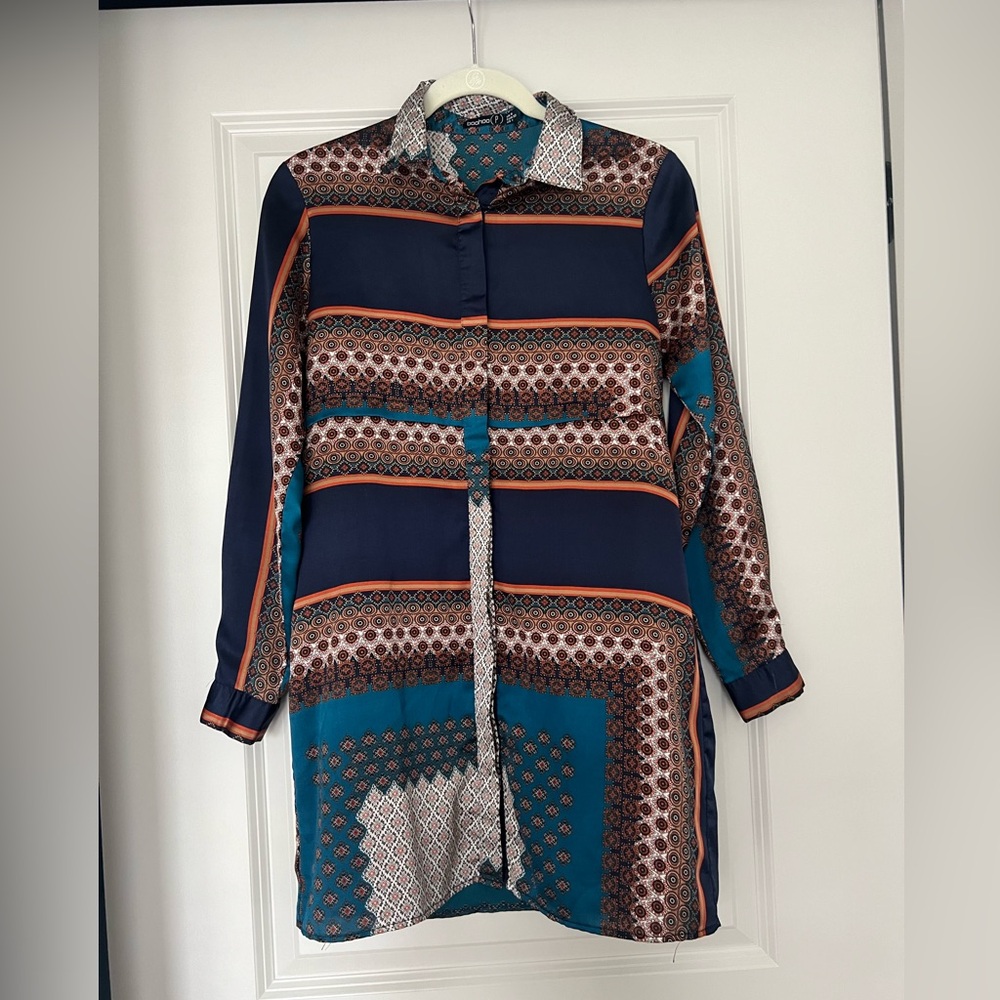 Boohoo Multicolor Long Sleeve Dress